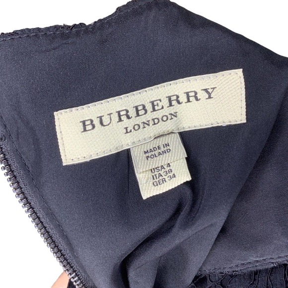 Burberry London Dress Womens 4 Black Lace Floral Fit Flare Sleeveless Pockets S - Picture 3 of 10